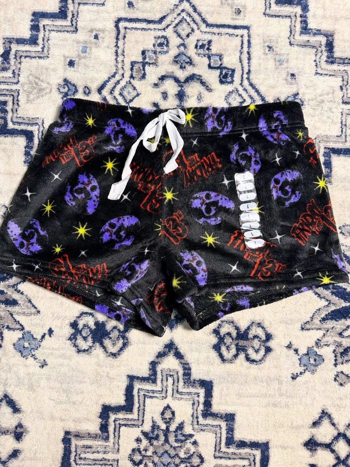 Friday the 13th Jason Voorhees Plush Lounge Shorts Black Purple NWT 2