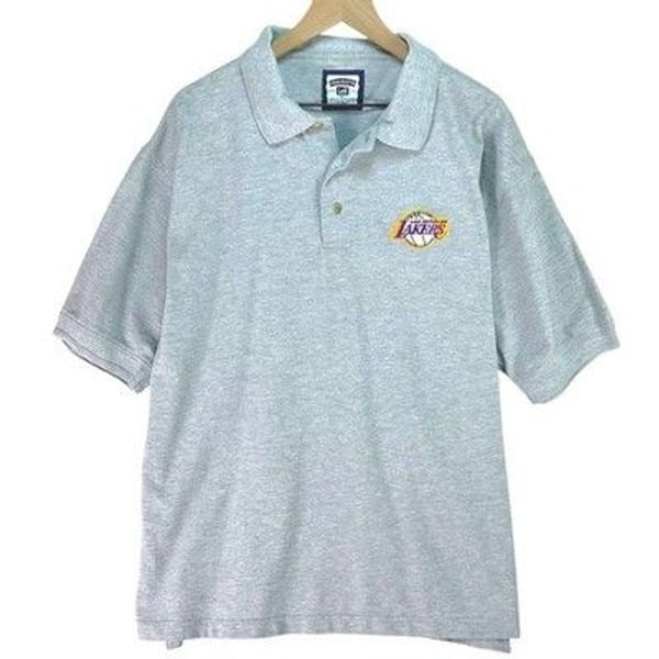 VTG Lee Casual Collection LA Lakers Basketball Polo Shirt Gray Mens XL Athletic