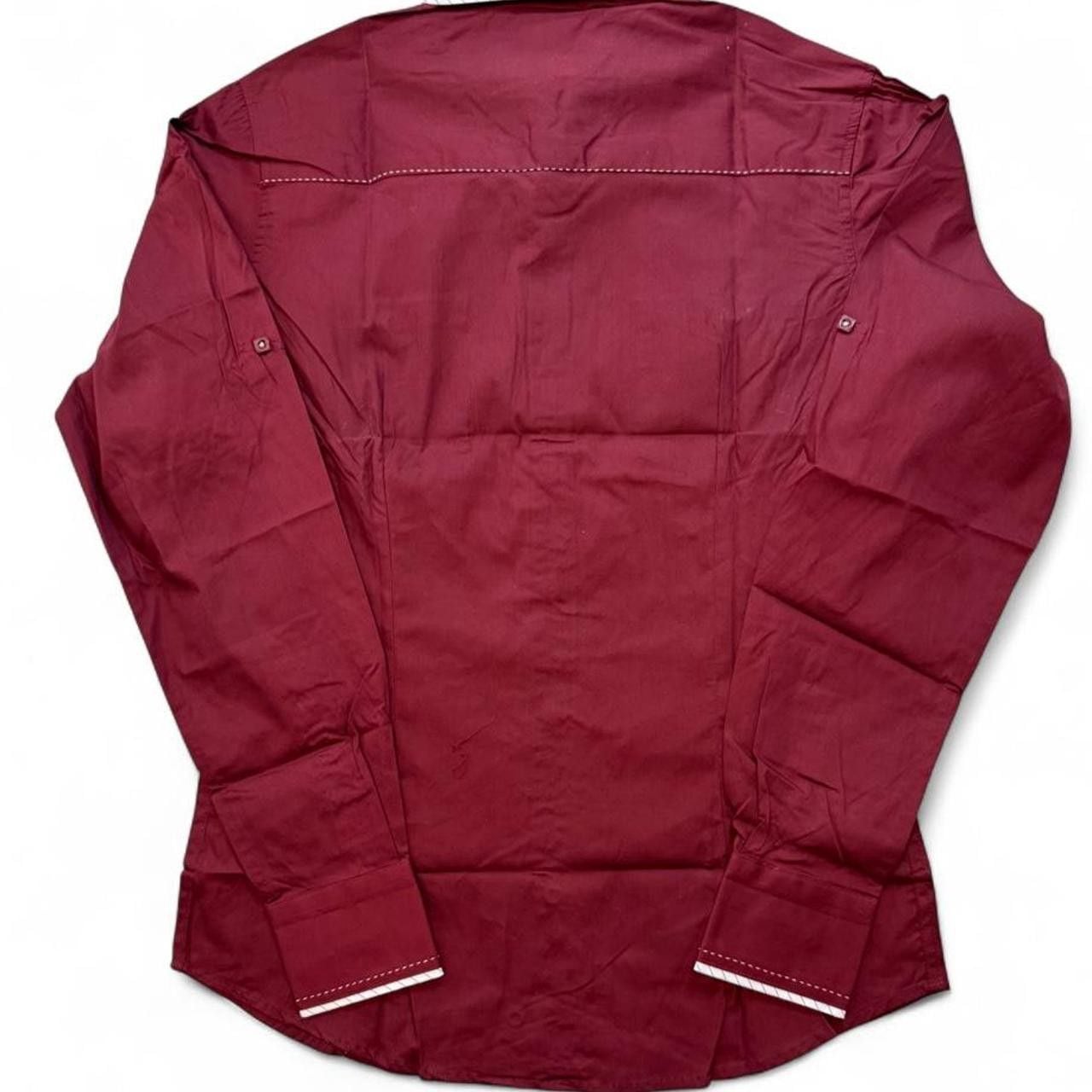 Log wear men’s Maroon/Burgundy long sleeve button up shirt with white piping and diamond-shaped chest pockets size medium dimensions are in the pictures Brand new with tags 8