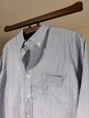 Reed Edward Mens Button Down Denim Blue Casual Business Attire Large 100% Cotton 2