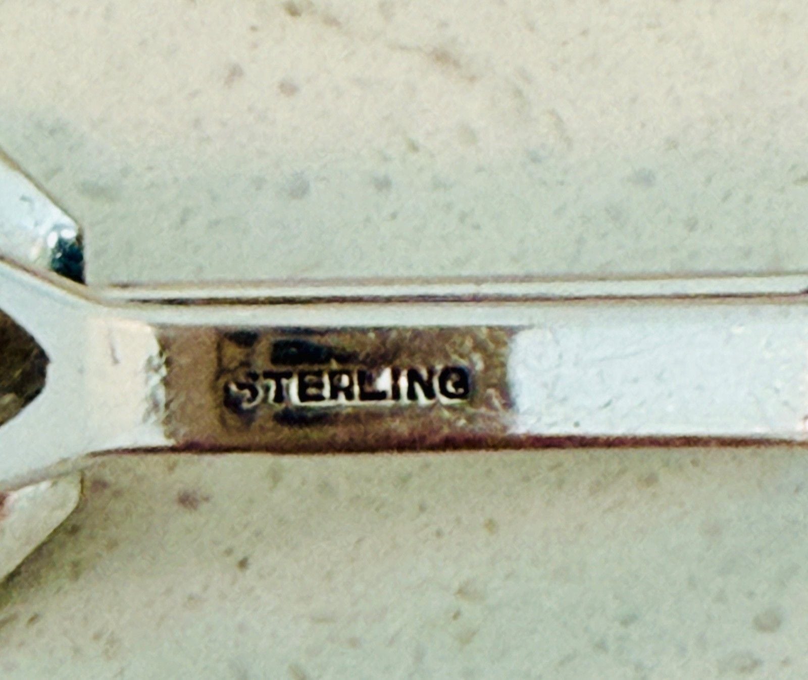 Art Deco Sterling Silver Bar Pin Black Stone Pearl Octagonal Milgrain 5cm 5