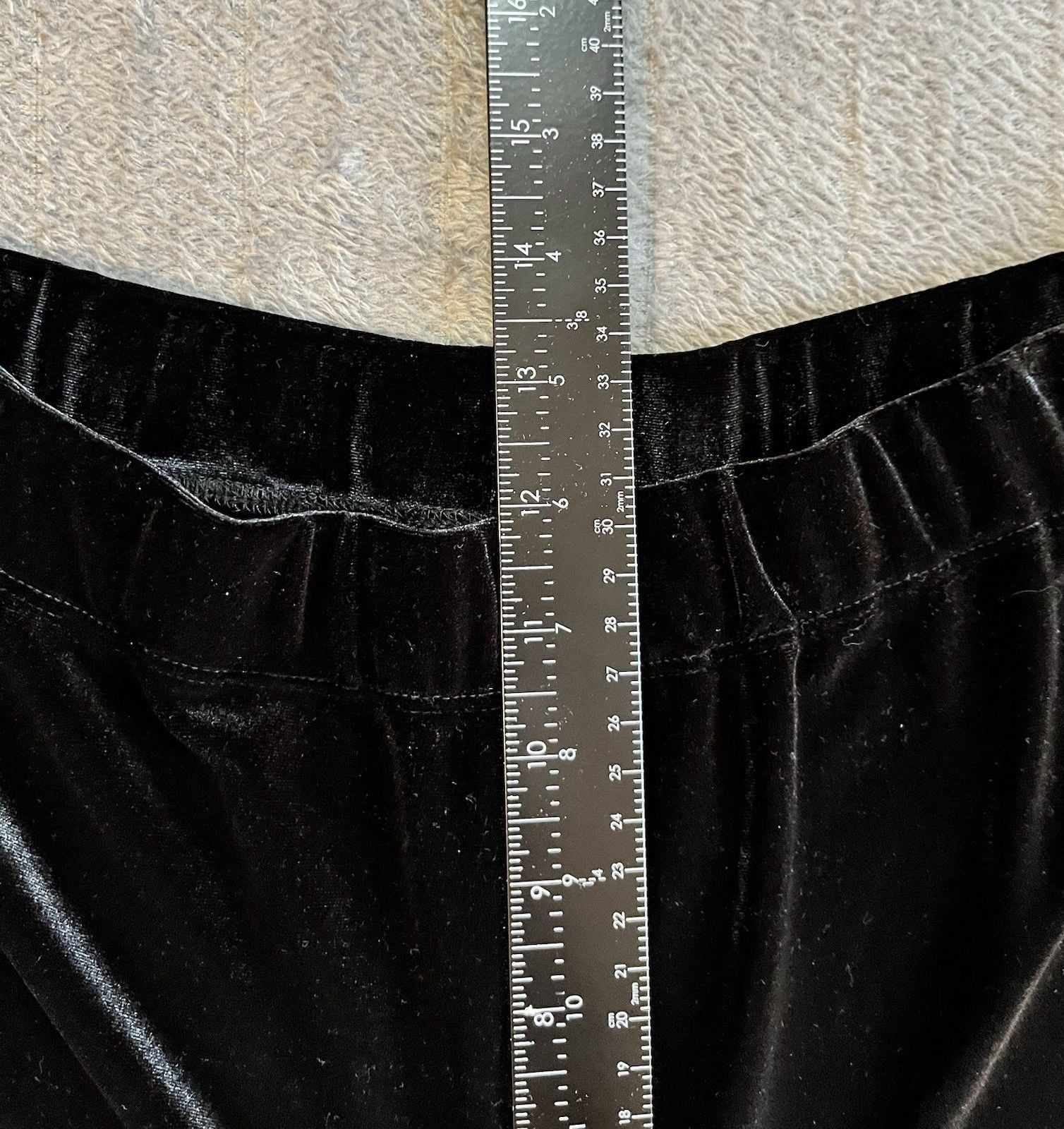 Women’s Lands' End Black Velvet Pants Size Med Elastic Waist Wide Leg Holiday 12