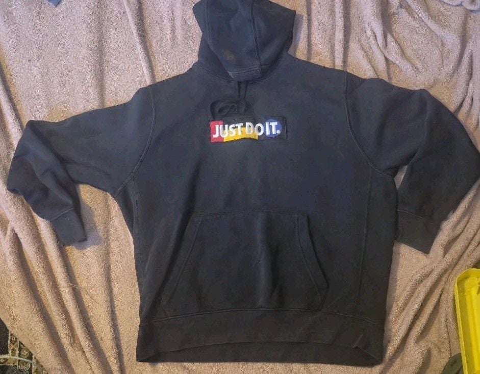 Nike Hoodie Mens XL Black Just Do It Logo Pullover Hooded Sweatshirt 2