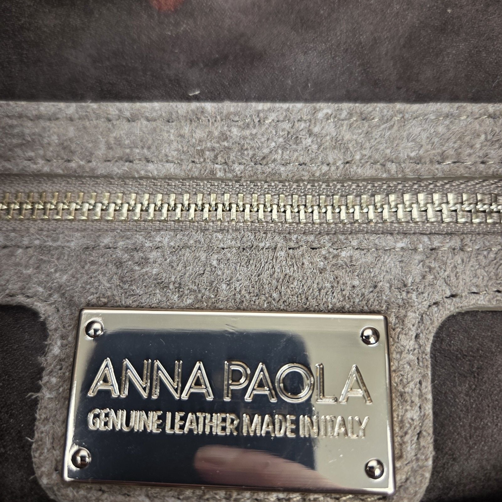 ANNA PAOLA Suede Studded Crossbody Bag Brown Boho Made in Italy 9