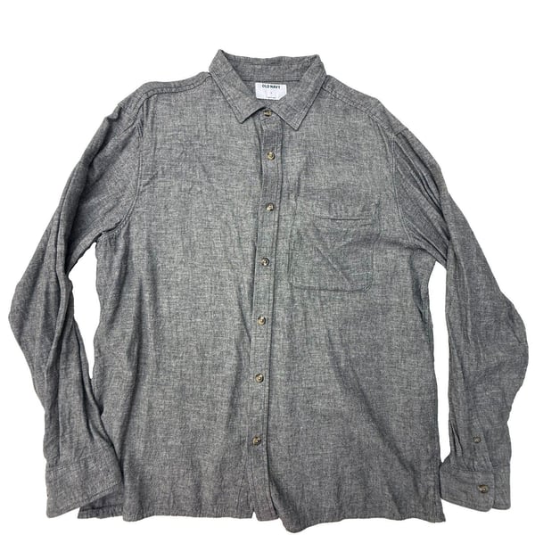 Old Navy Mens Slim Fit Button Down Shirt Heather Gray Long Sleeve Large