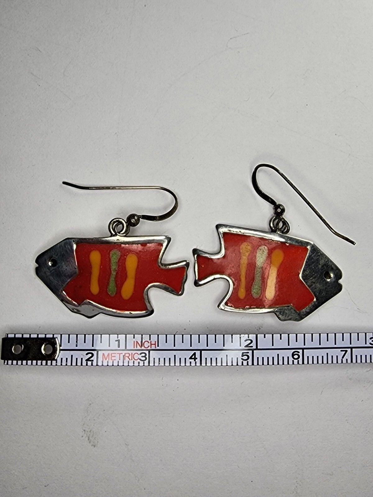 Sterling Silver Enamel Fish Earrings 3