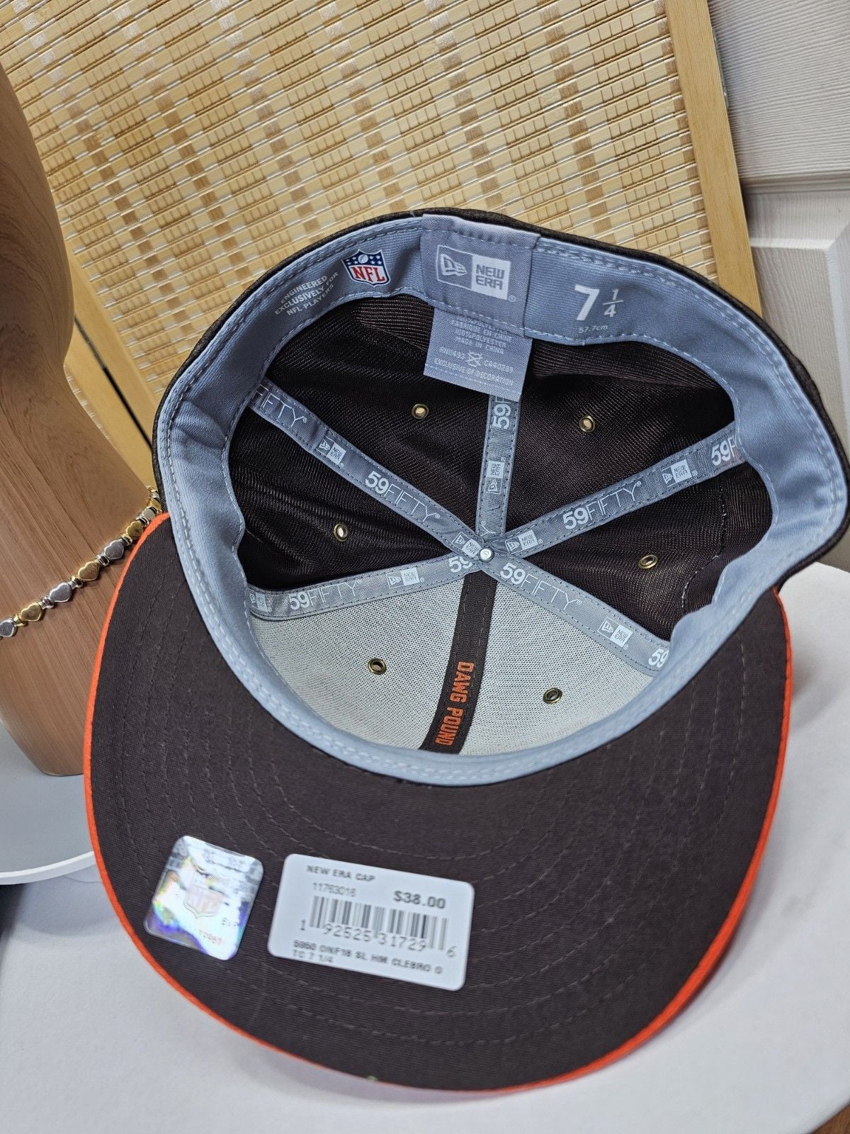 New Era Cleveland Browns NFL 59FIFTY Fitted Hat Gray Orange Size 7 1/4 7