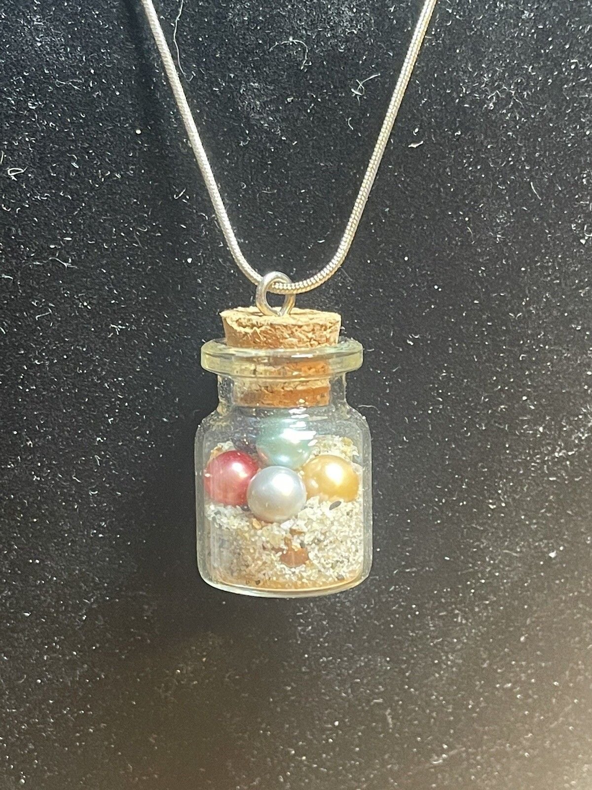 Sterling Silver 925 22” Necklace With Charm Of Beach sand And Pearls 3