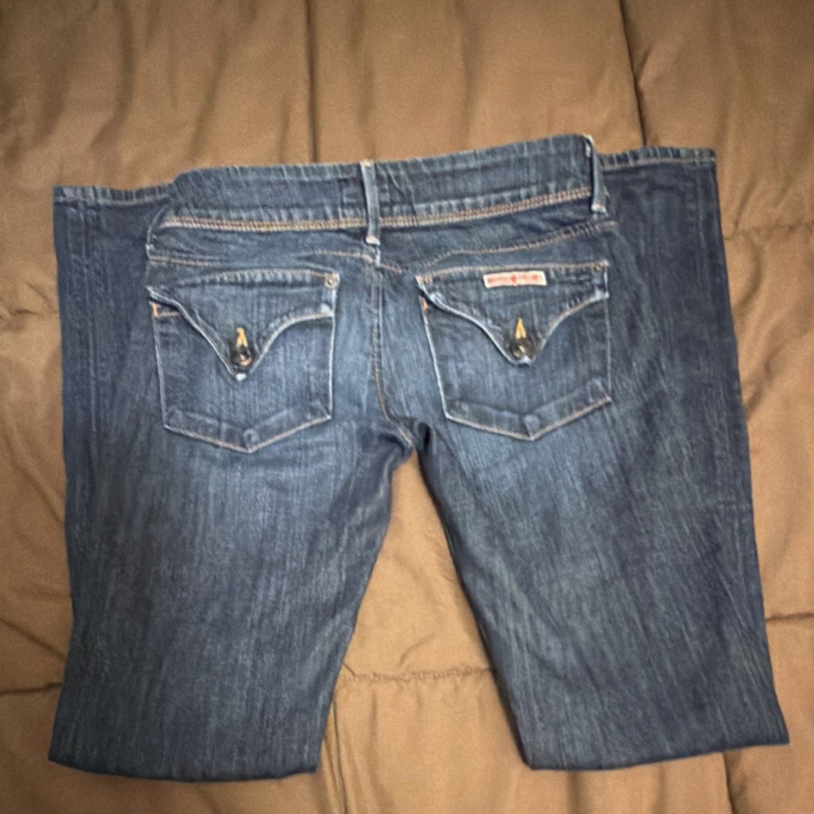 Hudson Women's Blue Straight Stretch Denim Jeans 5-Pocket Zip Button Logo Accent 5