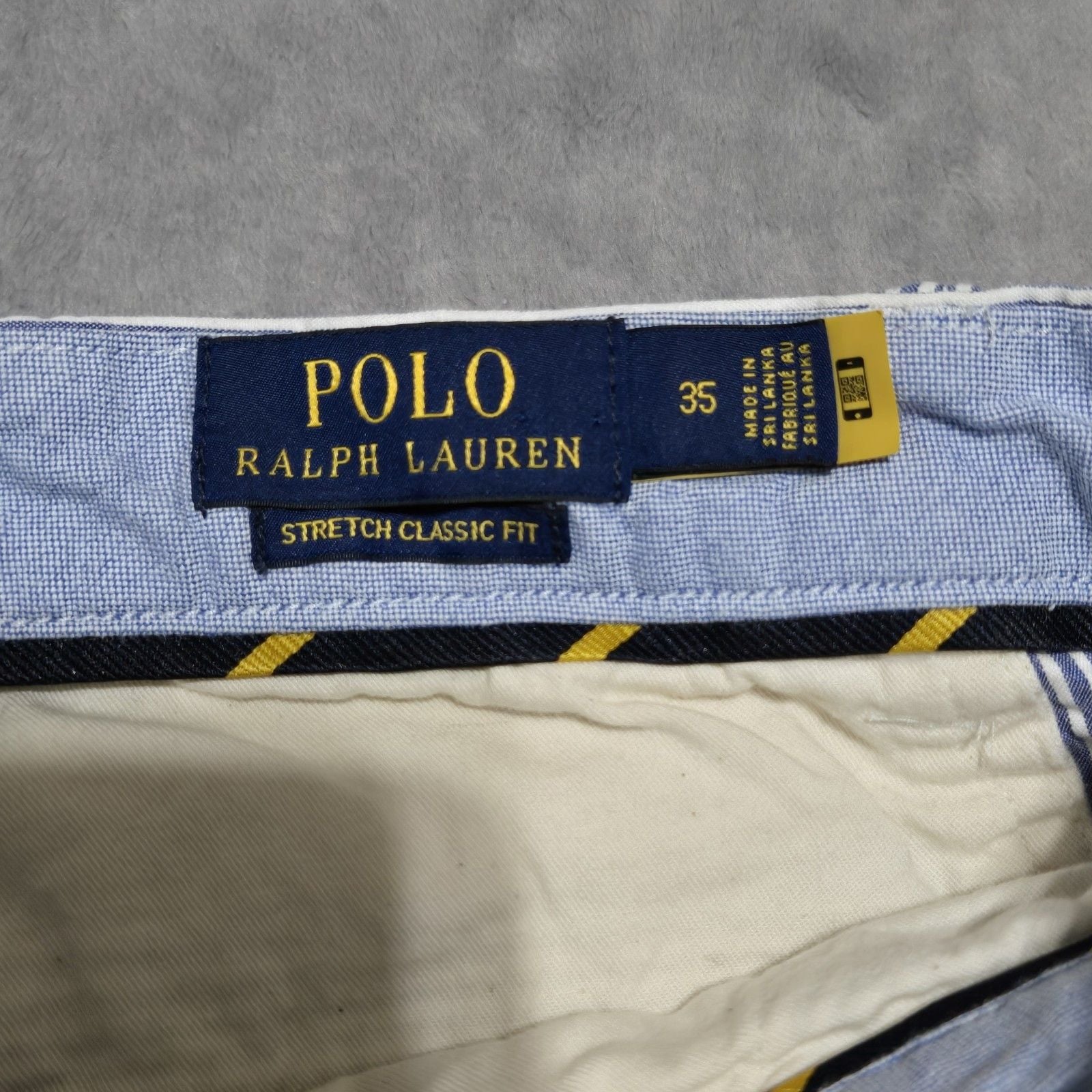 Polo Ralph Lauren Men's Blue and White Striped Seersucker Short Flat Front Sz 35 10