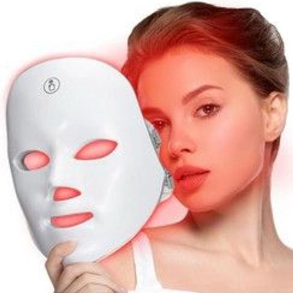White Multicolor LED Light Therapy At Home Facial Mask Treatment -Open Box