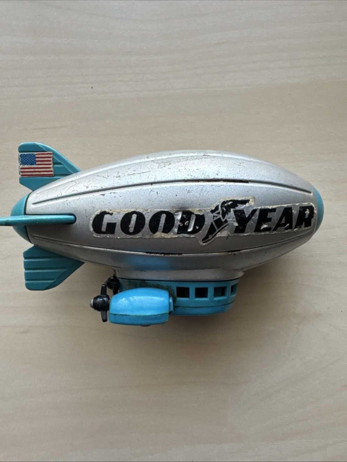 Vintage Buddy L Goodyear Blimp Silver & Blue, Made In Japan 1