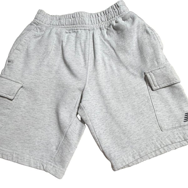 New Balance Boys Gray Cargo Sweat Shorts M 10-12 Athletic Casual Elastic Waist