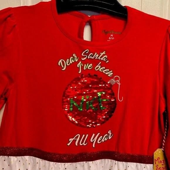 NEW Magical Season Red White Holiday Dress Child Size S 6/7 NWT 3