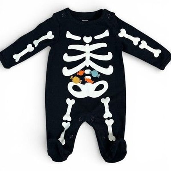 Just One You Carter's Baby Skeleton Candy Halloween Footed Sleeper NB Black