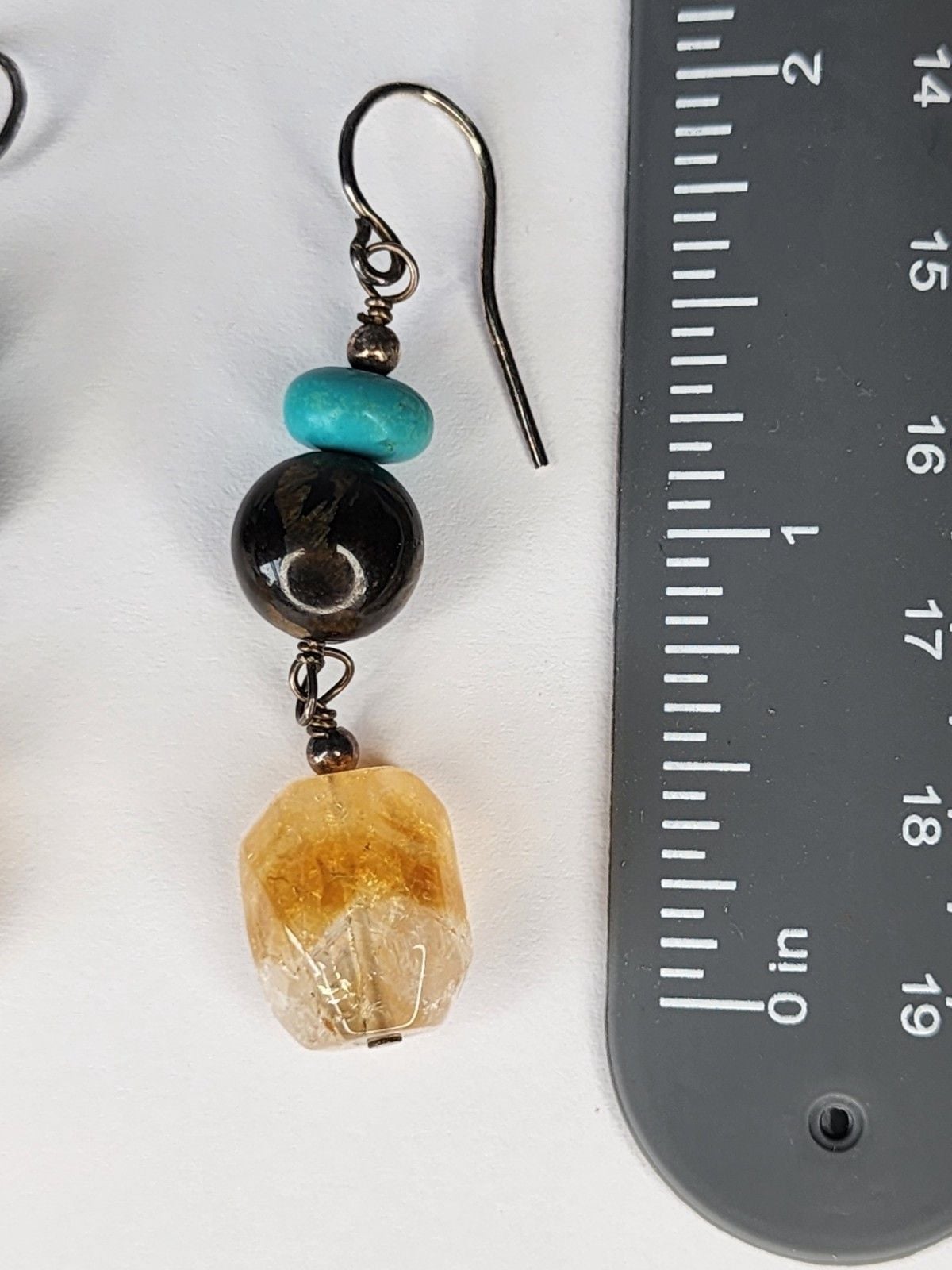 Sterling Silver Turquoise And Citrine Dangle Earrings 3