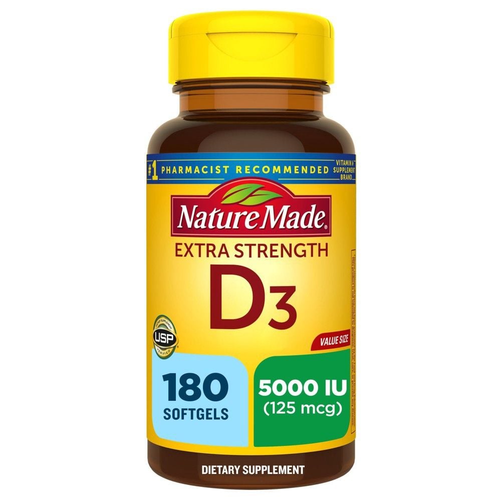 Nature Made Vitamin D3, Extra Strength, 125 Mcg, Softgels, Value Size 1