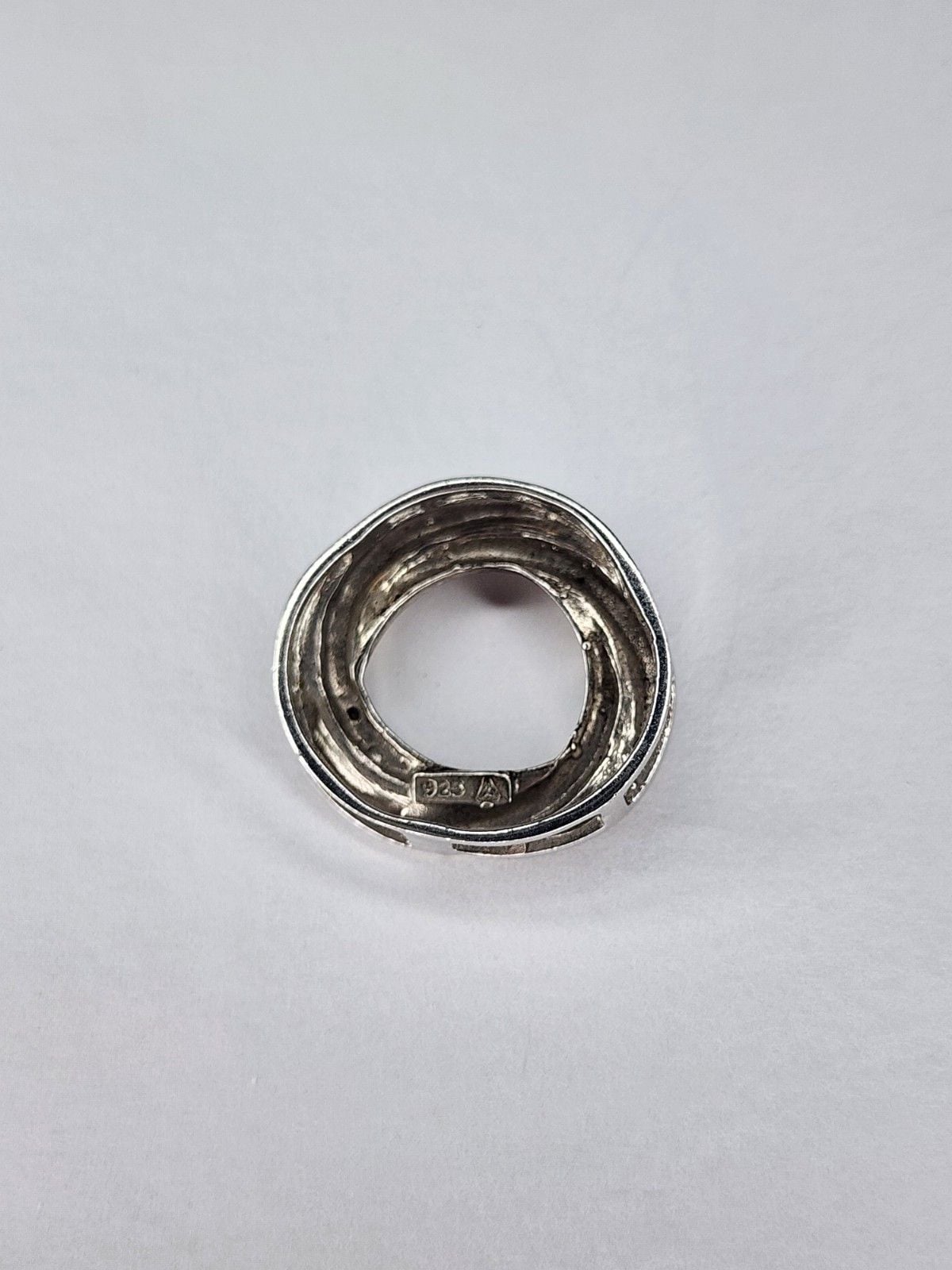 925 Sterling Silver Black/white Diamond Round Swirl Slide Pendant 3
