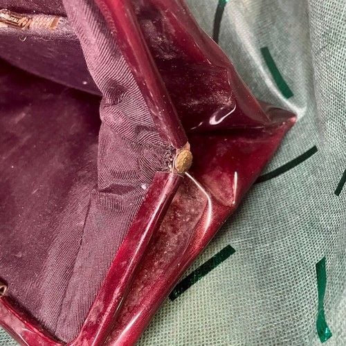 Vintage Burgundy Handbag with Sturdy Handle 10