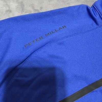 PETER MILLAR Men's Sz Lg Forge Performance Quarter-Zip Pullover Sapphire Blue 5