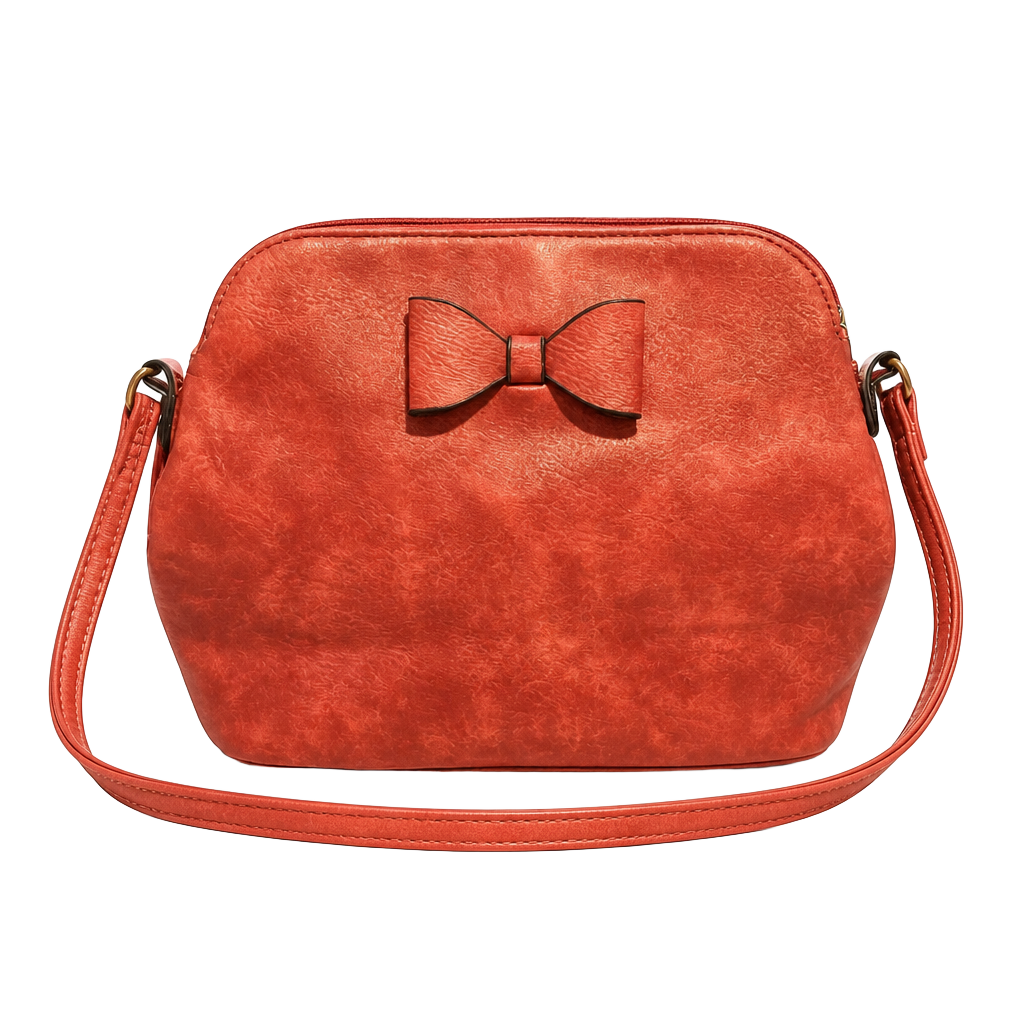 Park Ave Collection Red Vegan Leather Crossbody Handbag with Bow Detail 1