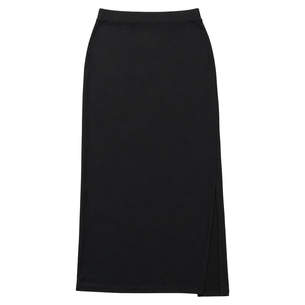 Bershka Black Jersey Maxi Skirt with Side Slit Size M 1