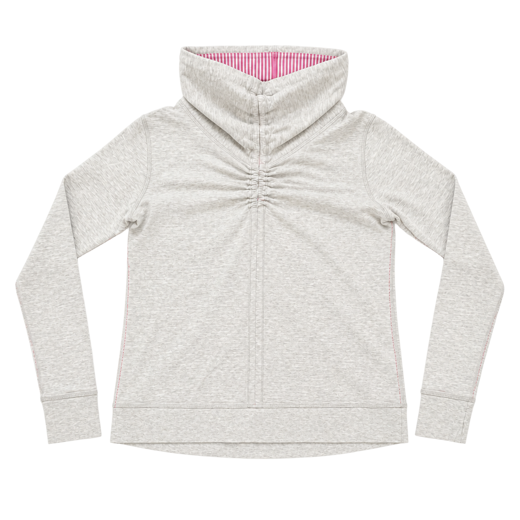 Lululemon Reversible Pullover Sweatshirt Women Sz 6 Gray Pink Striped Cinched 1