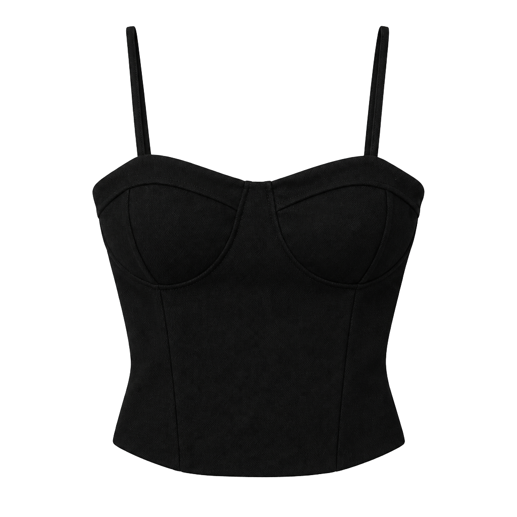 7Day Wknd Black Corset Crop Top 1