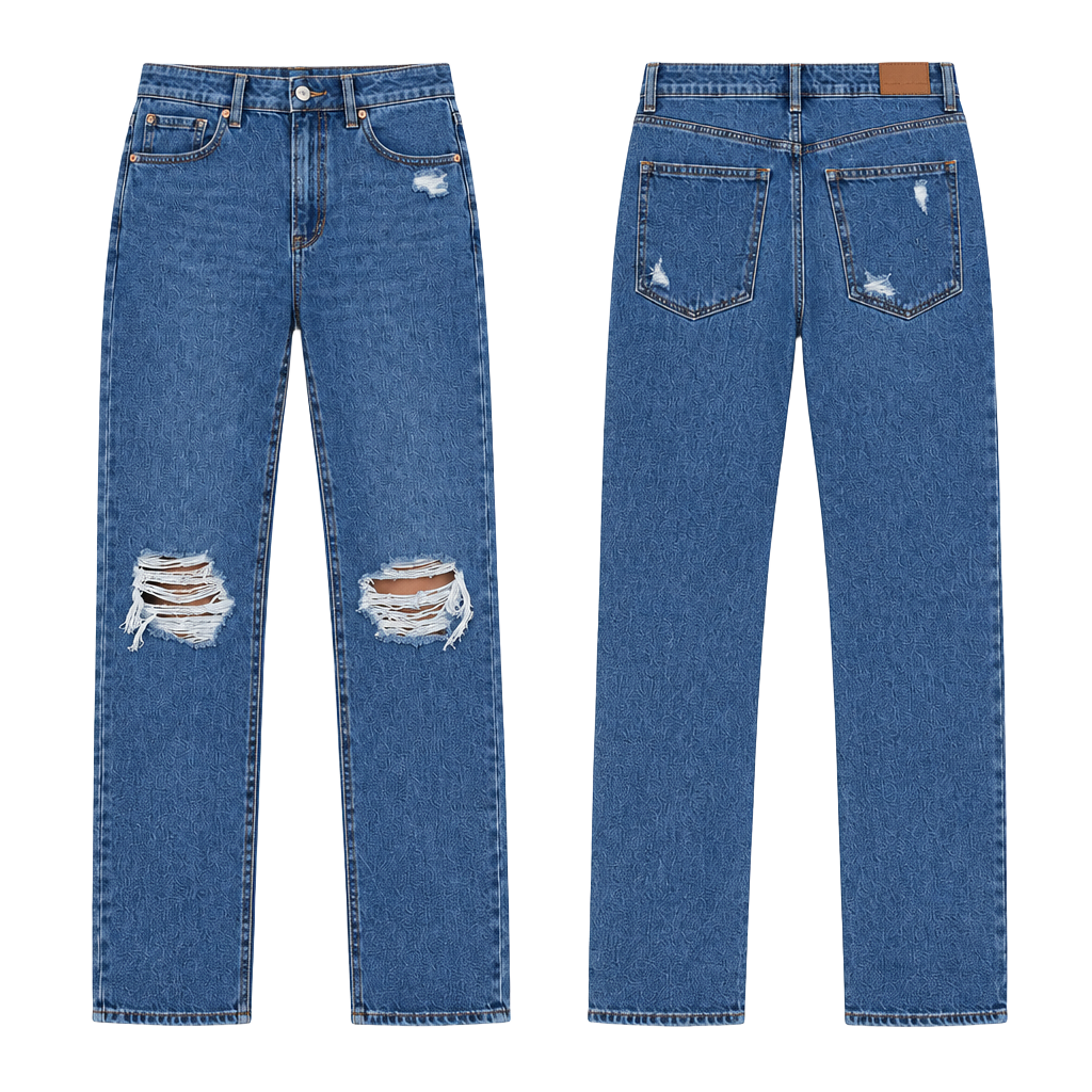 American Eagle Stretch Ripped Super High-Waisted Straight Jean Size 6 Blue 1
