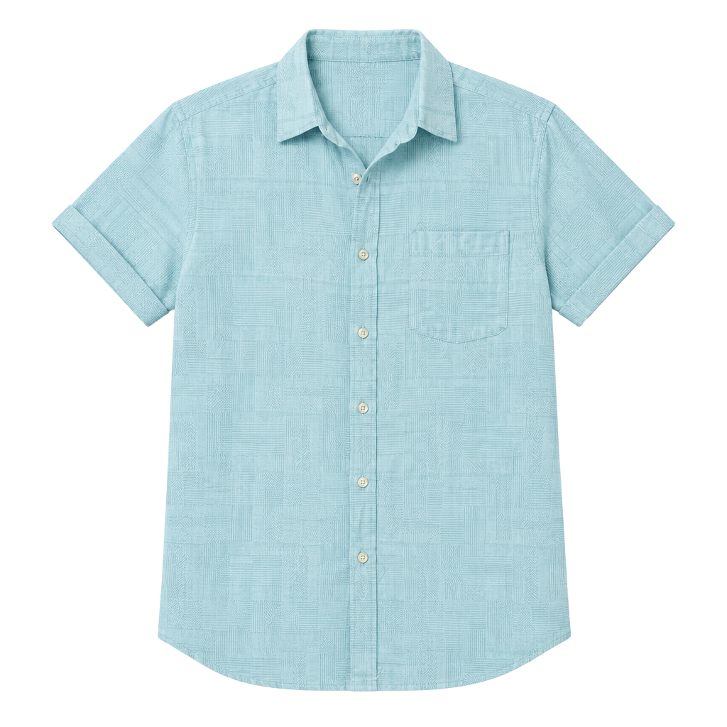 Roundtree & Yorke Men's 3XB Short Sleeve Button-Down Shirt in Aqua Blue 1