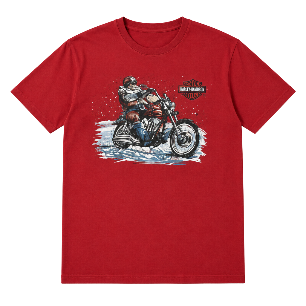 Harley-Davidson Men's 3XL Christmas T-Shirt with Santa Claus on Motorcycle 1