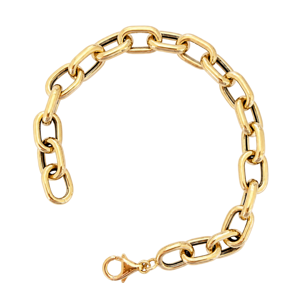 18K White Gold Chunky Link Chain Bracelet Lobster Clasp Brand New 1