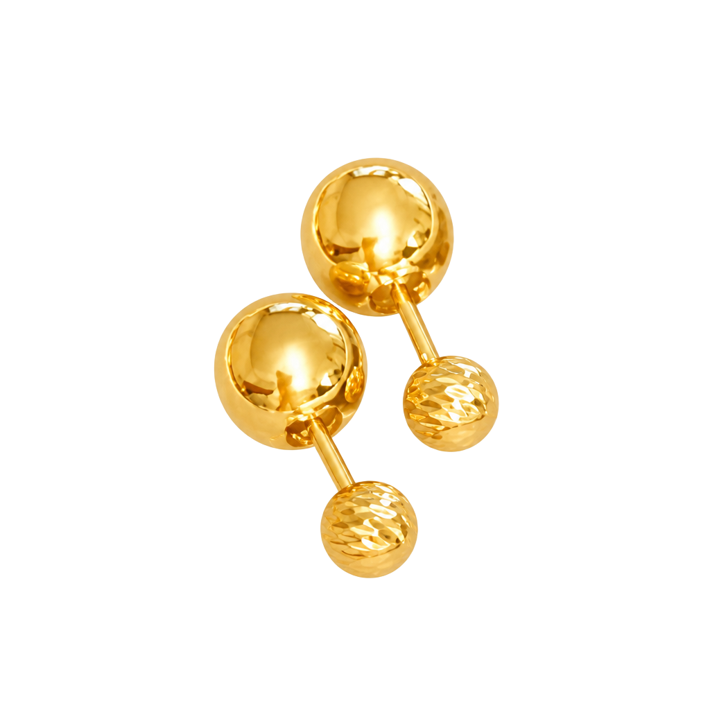 18K Yellow Gold Double-Sided Ball and Textured Bead Stud Earrings Brand New
Firm Price 1