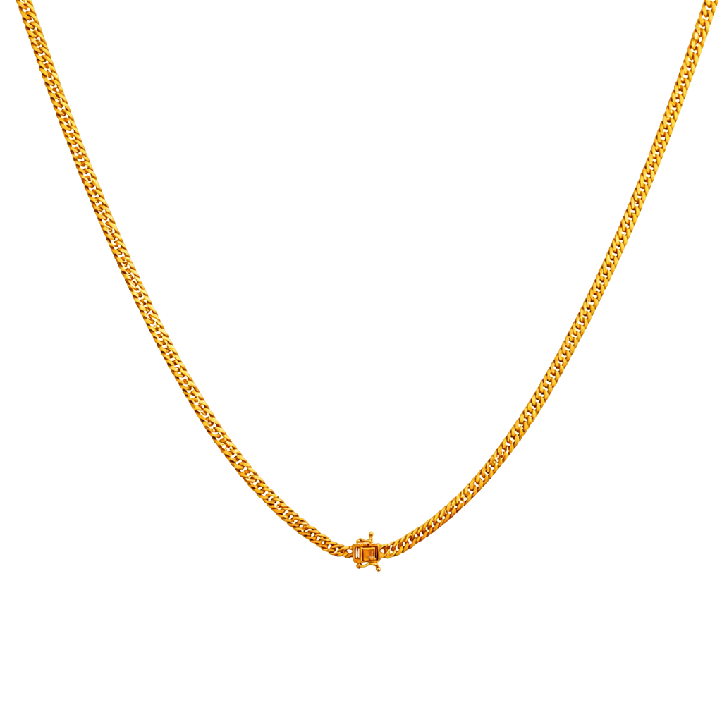 18K Yellow Gold Japan Style Link Chain Necklace with Box Double Clasp 1