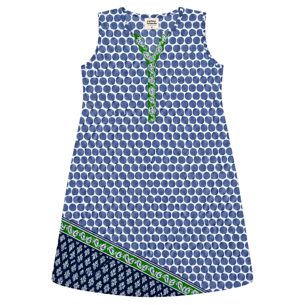 Seven Islands New York Daishiki Caftan Size 3X White Blue Green Geometric Print 1