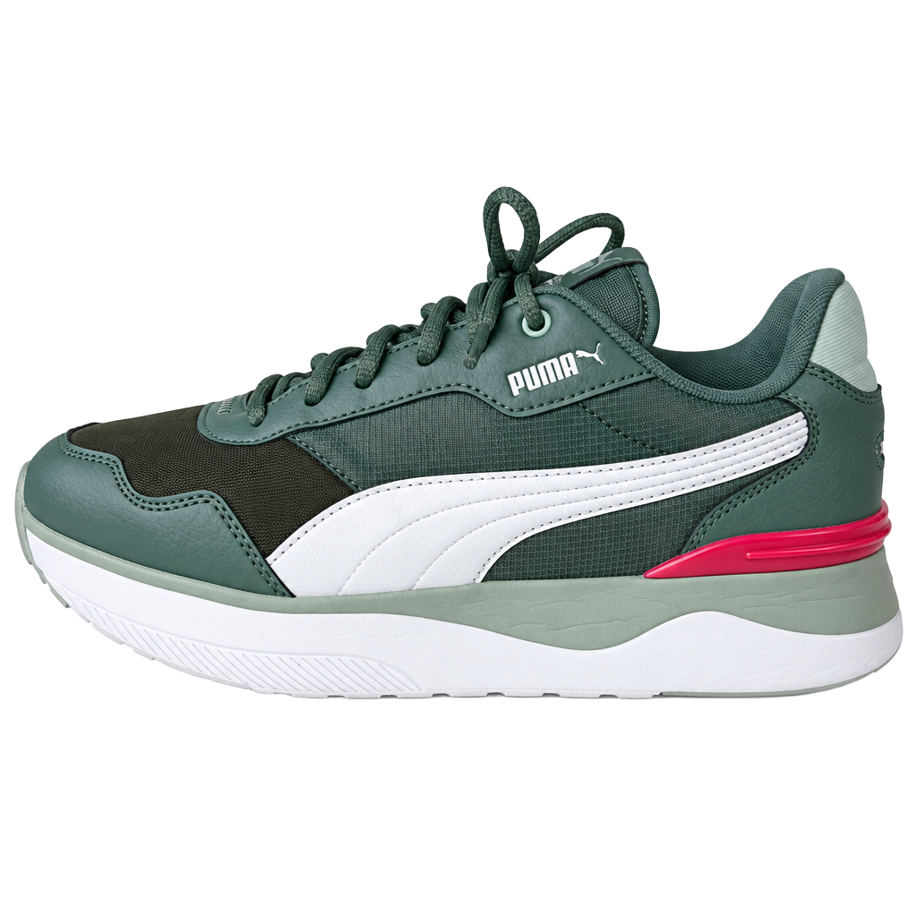PUMA Women’s SoftFoam+ Low Top Lace-Up Sneakers Green White Pink 1