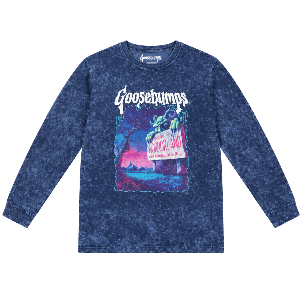 Goosebumps Welcome To Horrorland Long Sleeve Shirt Size 14 Blue Youth 1