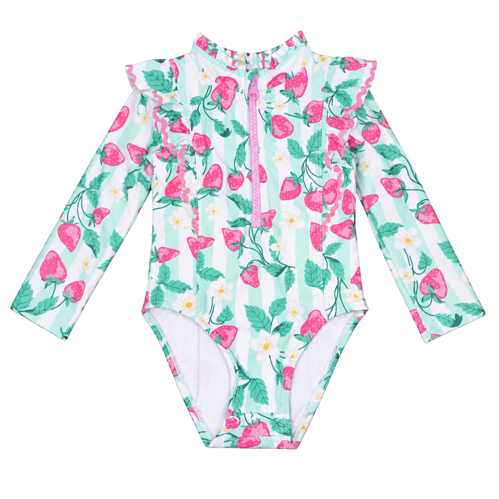 Tommy Bahama Strawberry Long Sleeve Rash Guard Swimsuit 12M 1