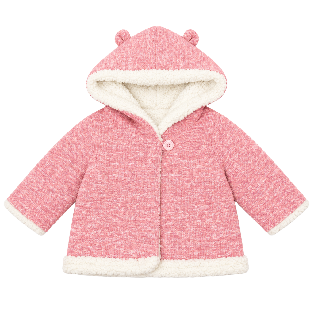Baby Gap Pink Sherpa Lined Hoodie Jacket Size 0-3 Months 1