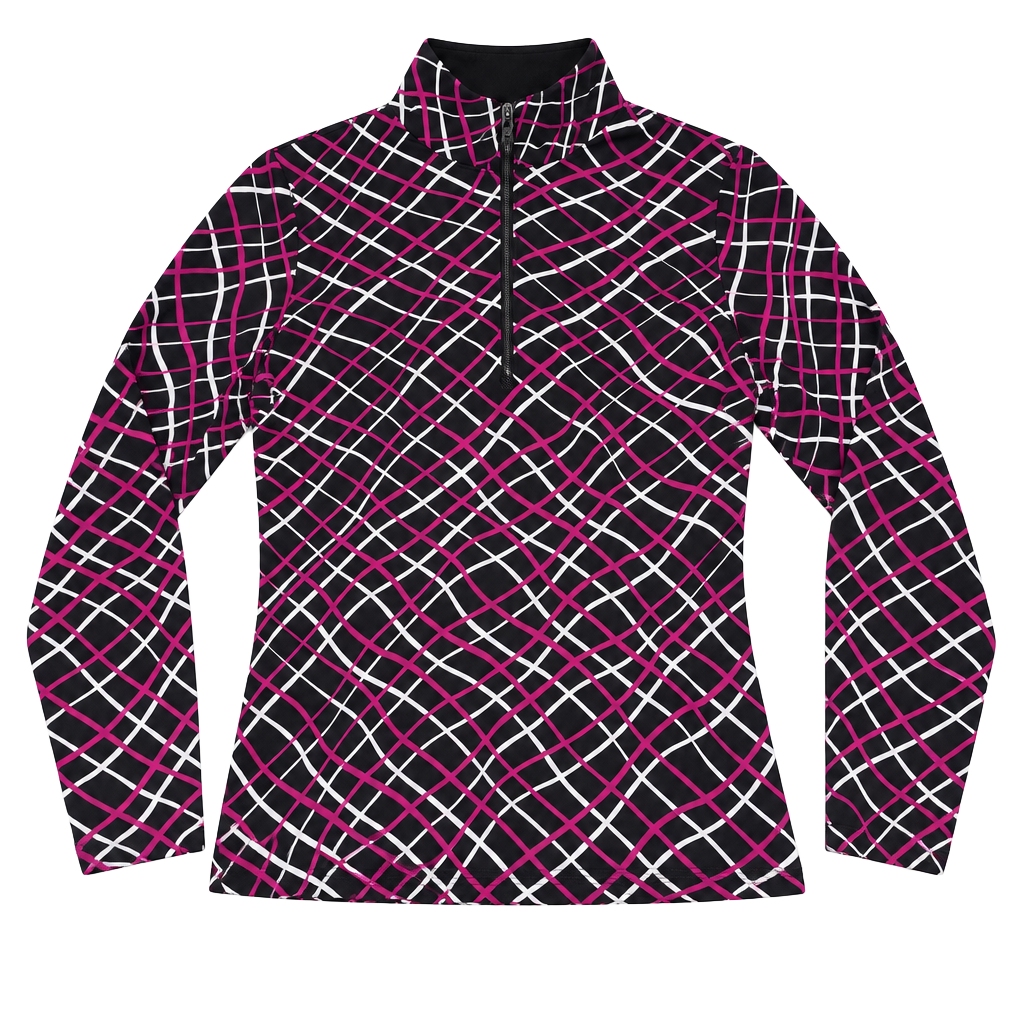 Tail White Label Mock Neck Long Sleeve Golf Shirt Size S Plaid 1