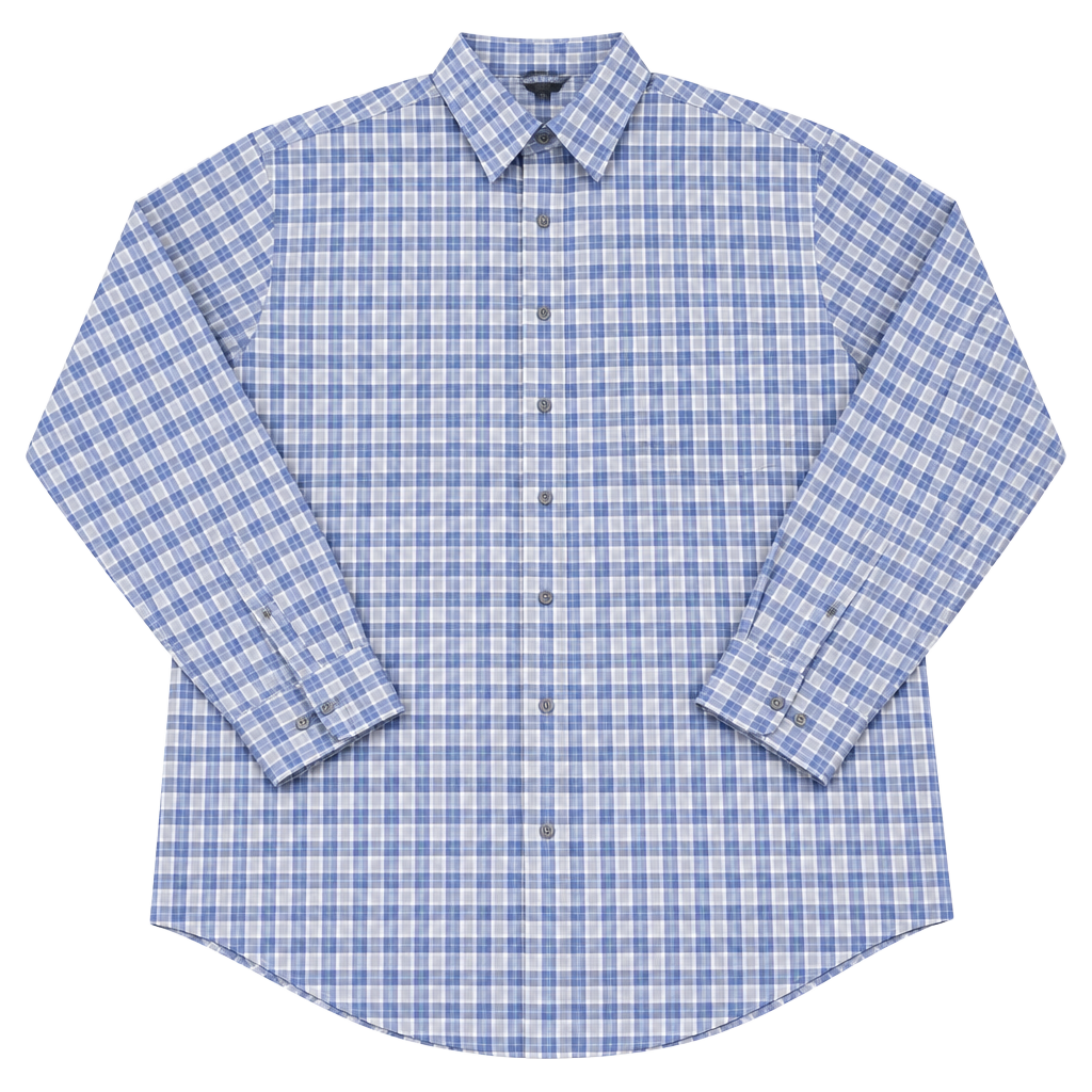 Kenneth Cole Reaction Dress Shirt Size 16-16.5 34-35 Blue Plaid Non-Iron 1
