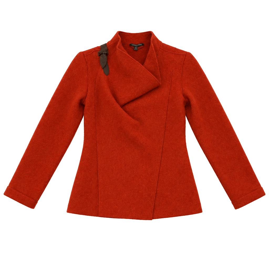 Eileen Fisher Wool Jacket Size PP Petite Red Boiled Trim 1