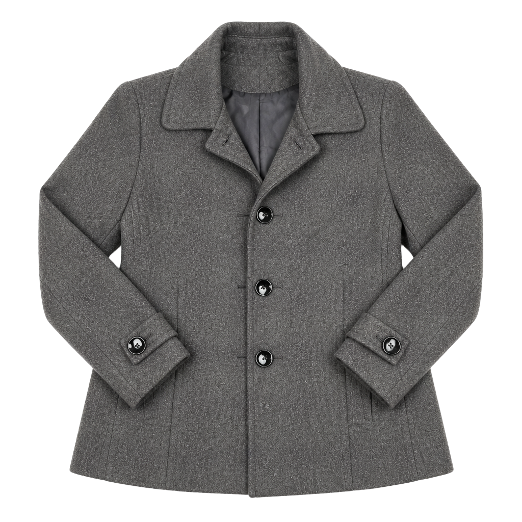 Anne Klein AK Wool Blend Gray Pea Coat Jacket Size L 1