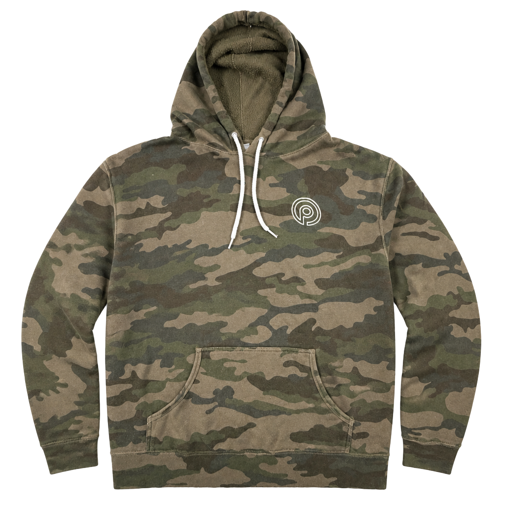 Pure Barre Green Camo Pullover Hoodie Sweatshirt with White Logo 1