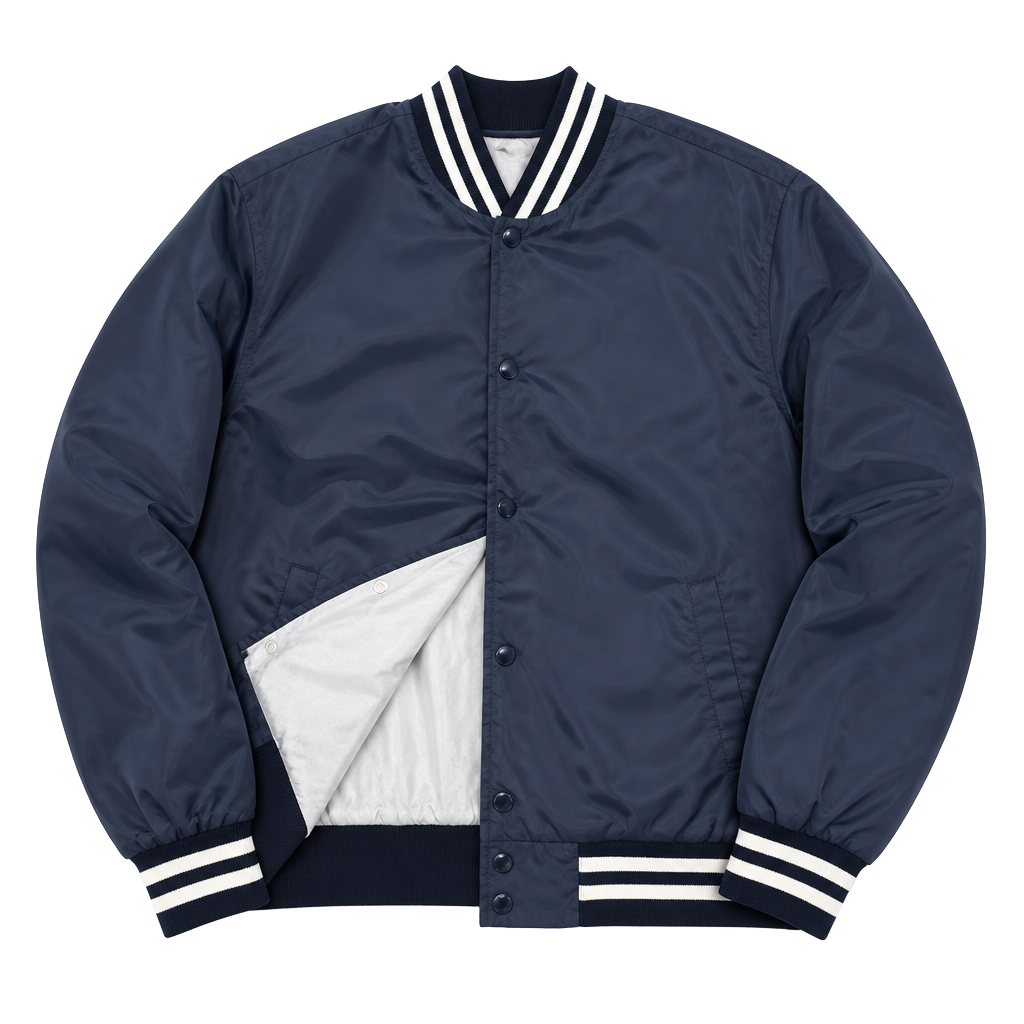 Goodyear Official Racing Apparel Vintage Blue Satin Varsity Bomber Jacket 1