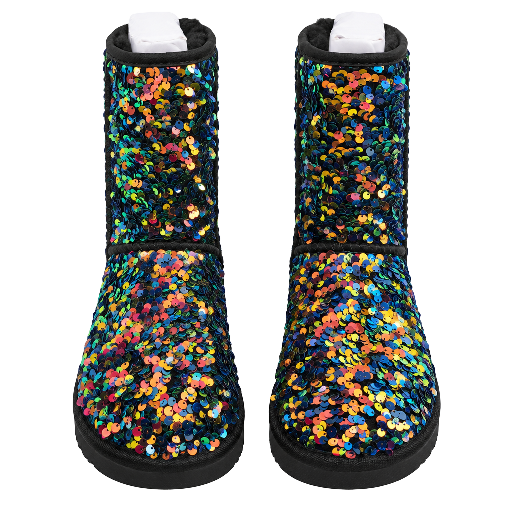 UGG Classic Short Stellar Sequin Boots Size 7 Black 1