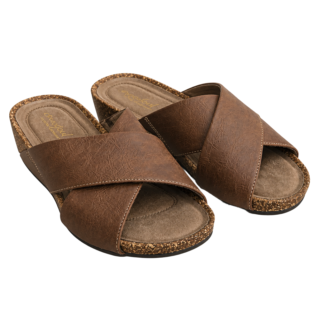 Natural Soul Kyra Wedge Sandals Brown 1