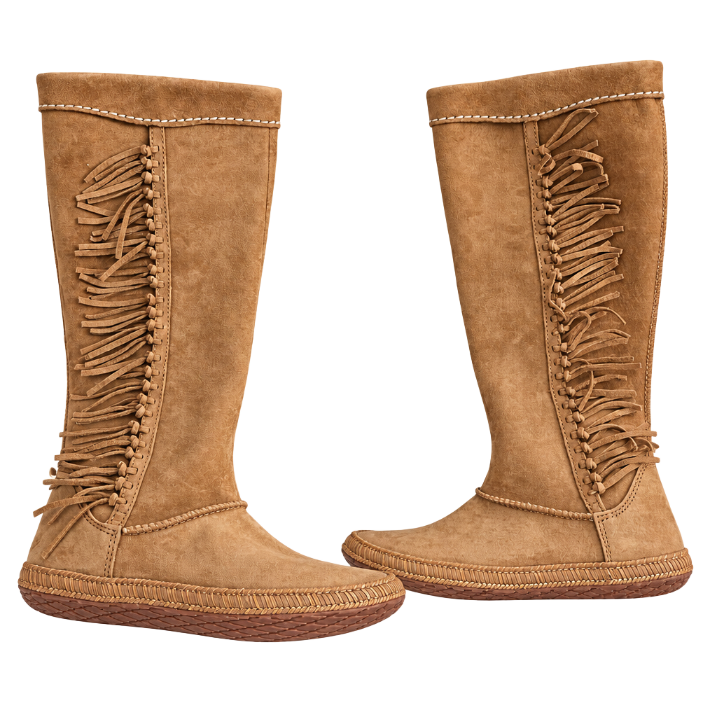 UGG Mammoth Boots Size 7 Chestnut Suede Fringe Tall Zip 1