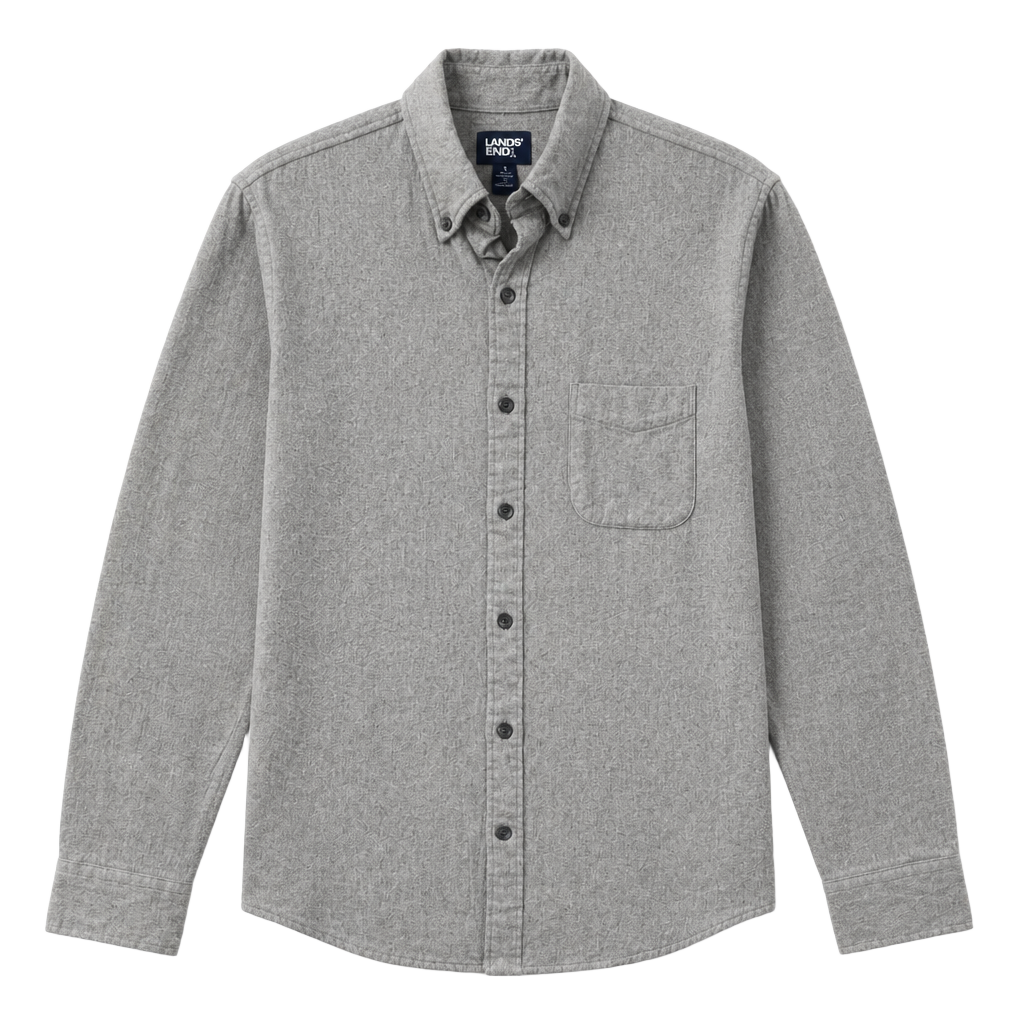 Lands’ End Men’s Small Gray Flannel Shirt Traditional Fit 1