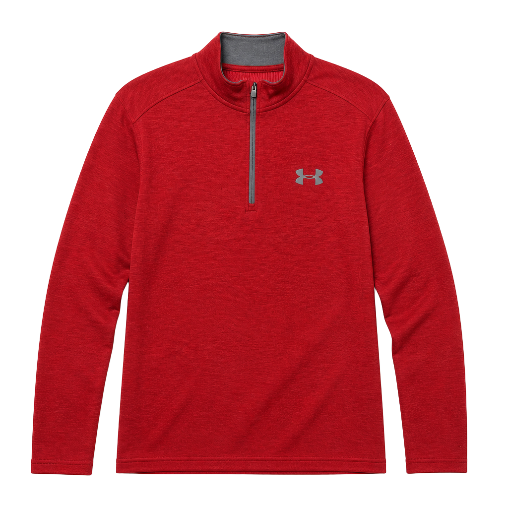 Under Armour ColdGear Loose Fit 1/4 Zip Pullover Red Heather Medium 1